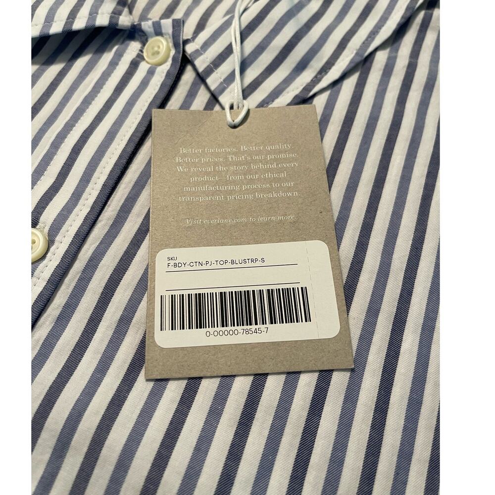 EVERLANE Women's Blue and White Striped Cotton Woven PJ Top Size Small NWT - Picture 5 of 7
